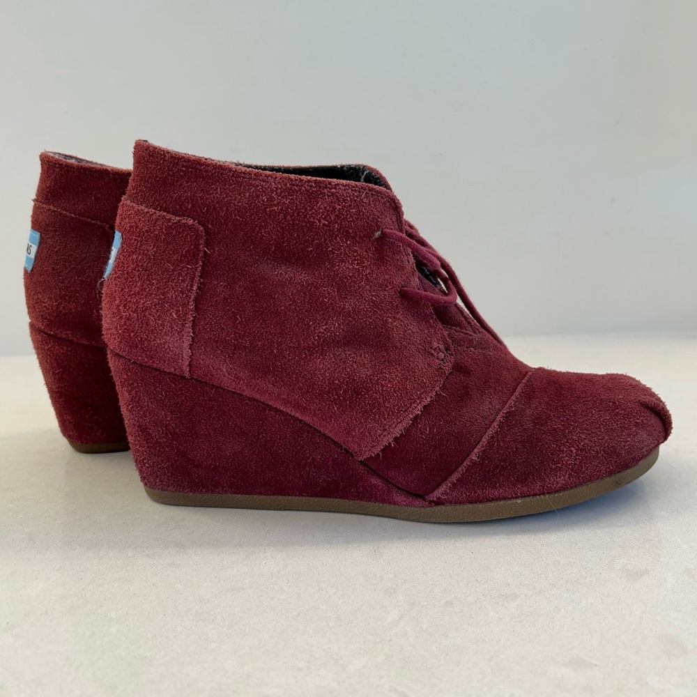Toms Burgundy Suede Wedge Shoes